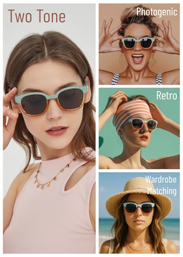 Leafael Polarized Sunglasses Women's Trendy Two Tone Design, UV400 100% Protection, Retro Square Frame, Lifestyle & Active4