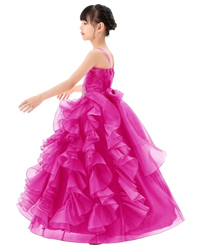 ekidsbridal Ruffle Organza Overlay Flower Girl Dresses for Elegant Princess Ballroom Seq5