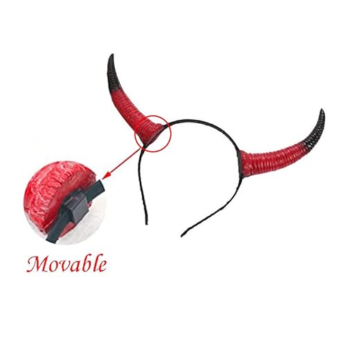 Red Devil Horns Headband Beast Bulls Headwear Big Ox Horn Hair Hoop Halloween Demon Hair Accessories