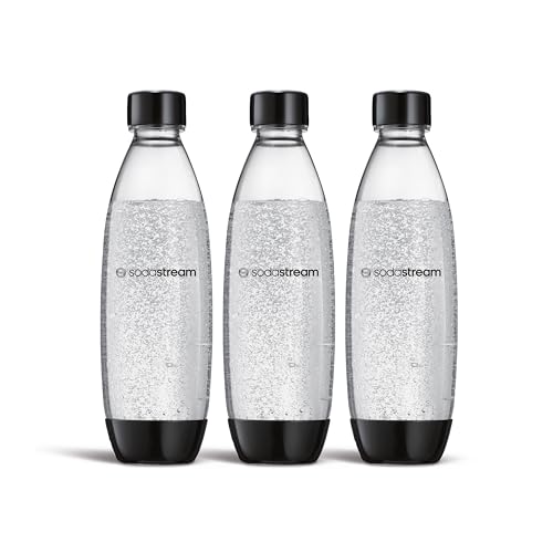 sodastream 0,8L BPA-freie FUSE Kunststoffflasche schwarz | Spülmaschinengeeignet | Kompatibel mit DUO, E-DUO, Terra, uvm. | 3er-Pack