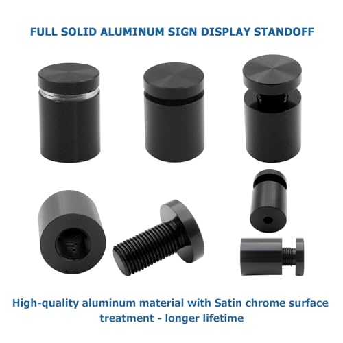 KENSHIRE 12PCS 19x20mm Solid Aluminum Sign Standoff Wall mounts Advertising Screws Fixing standoffs fixings for Acrylic Signs Display (Black) - Image 2