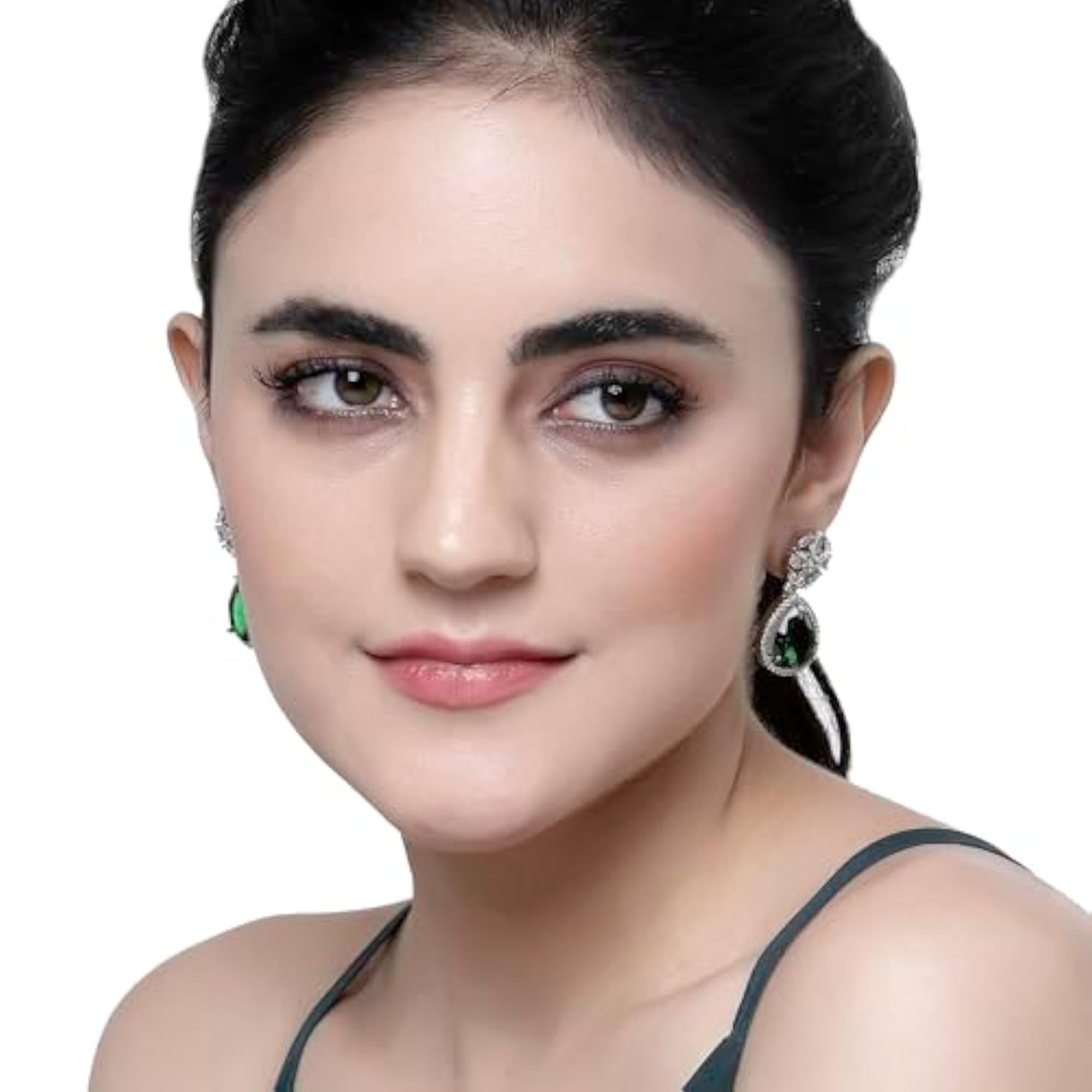 Rhodium-Plated Teardrop & Floral Drop Earrings