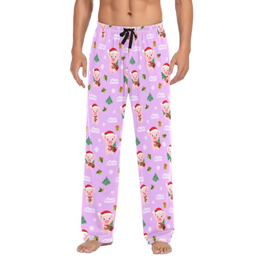 Christmas Pigs Men's Pajamas Pants Cotton Sleep Bottoms Pants Lounge Sleepwear - S2