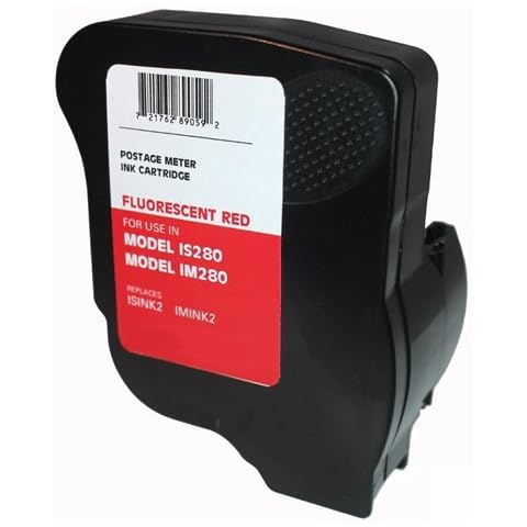 Discount Supply Company Quadient ISINK2 Fluorescent Red Ink Cartridge ~90 Day Warranty! ~ for Neopost IS280 and Hasler IM280 Postage Meters. Do Not Buy for The New IX-1 Machine. Cover