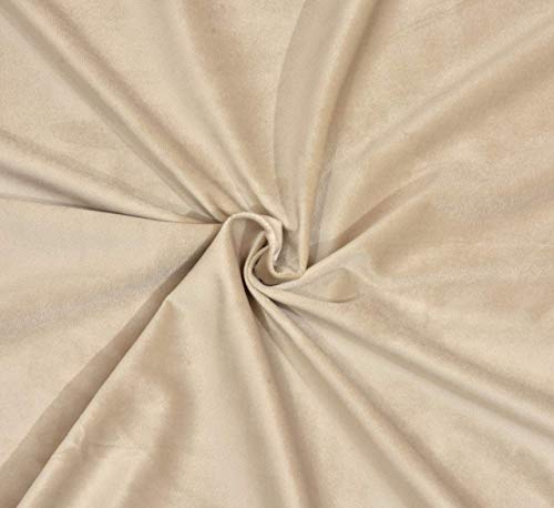 Image of High Sofa Quality Velvet Solid Grommet Room Darkening Eyelet Door Curtains for Living Room (7 Feet, Beige) - Set of 2 Pieces