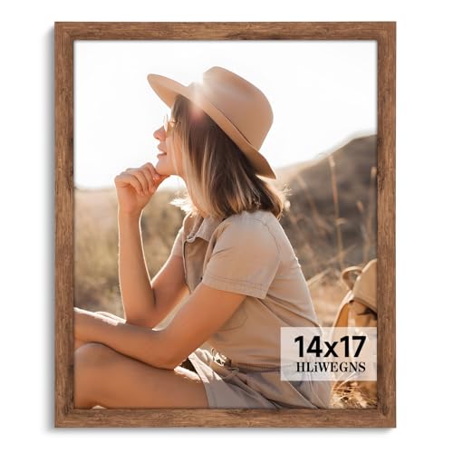 HLiWEGNS Light Walnut 14x17 - Single Frame - Rustic Woodgrain 14 x 17 Poster Frame with Plexiglass for Wall Gallery Display 14x17 Picture Frame for Puzzle Artwork Photo and Posters