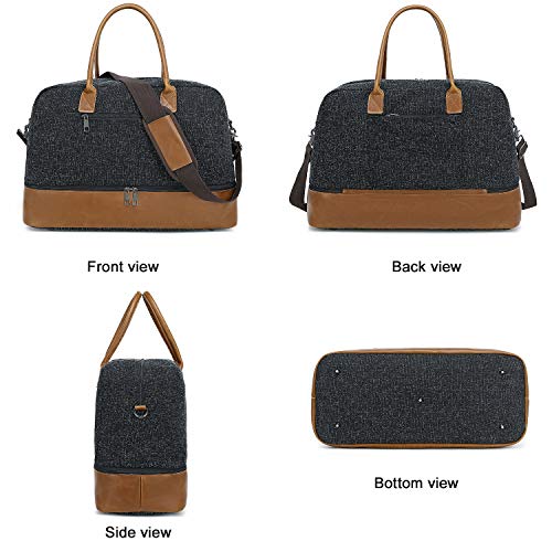 Weekender Travel Tote for Women Ladies Overnight Carry On Duffle Bag with Shoe Compartment and Luggage Sleeve (866D-Black)