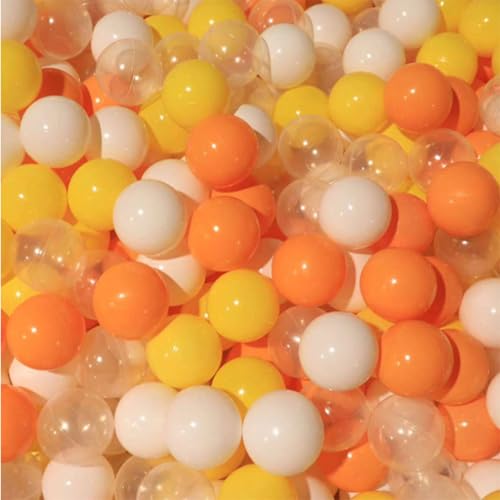 Beauenty Ball Pit Balls for Toddlers BPA Free Crush Proof Plastic Toy Balls for Ball Pit Childrens Pool Water Toys Macaron Round Star Shape Ocean Balls for Play Tent 2.15 Inch Pack of 100 (Orange)