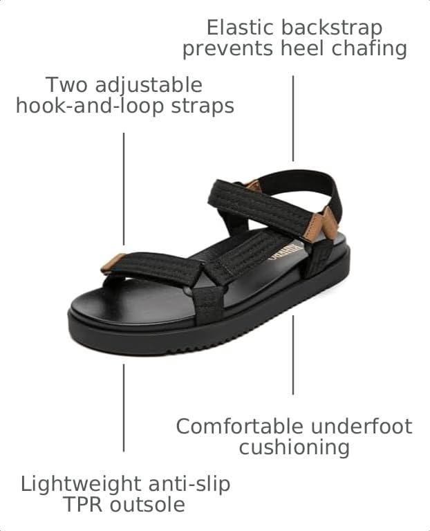Image of Rihero Women's Flat Sandals Comfortable Open Toe Adjustable Strap Walking Footbed Sandals