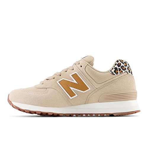 Image of New Balance Women's 574 V2 Animal Print Sneaker, Mindful Grey /Tobacco /White, 5 M