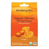 Wedderspoon Organic Manuka Honey Drops, Honey & Echinacea, 20 Count (Pack of 1) | Genuine New Zealand Honey | Perfect Remedy For Dry Throats