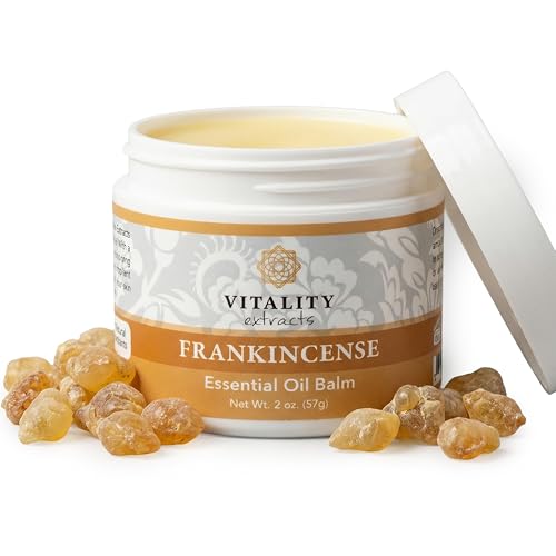 Vitality Extracts Frankincense Essential Oil Balm (2oz) Boswellia Serrata Beeswax & Vitamin E Deep Moisturizing Skin Balm for Dry Cracked Skin Soothing & Nourishing for All Skin Types