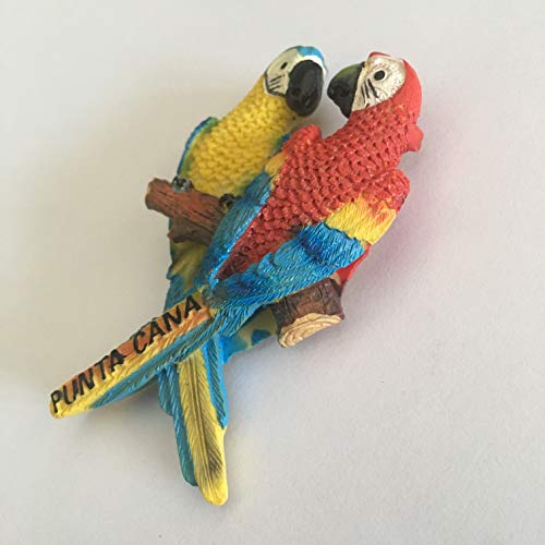 Imán de nevera macaw bird Punta Cana Dominica 3D resina miniatura 2