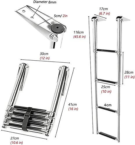 Escalera plegable para piscina 4 escalones acero inoxidable miniatura 2