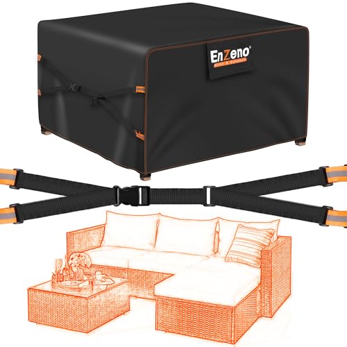 Enzeno Garden Furniture Cover With Air Vent,Waterproof Outdoor Patio rattan Table Chair Set Cover,New Upgrade 500D Heavy Duty Oxford cloth,Windproof,Cube/Square 200 x 200 x 90cm
