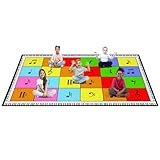 ABCarpet Music Note Classroom Rug 7'5'x13' Elementary Music Classroom Seating Rug with 24 Seats Colorful Muiscal Area Rug for Nursery, Preschool, Kids Room and Music Studio