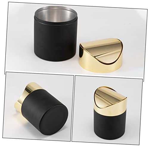 Mini caneca de basura de acero inoxidable VOSAREA para escritorio miniatura 4