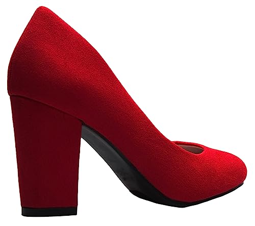 Image of Olivia K Women's Classic Round-Toe Platform Pumps High Block Heel - Adorable, Comfortable