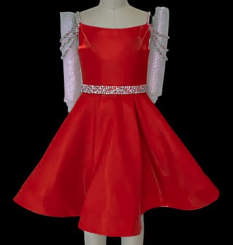 Girls Short Pageant Dress Off Shoulder Satin Interview Dresses Princess Formal Party Gowns PT1522