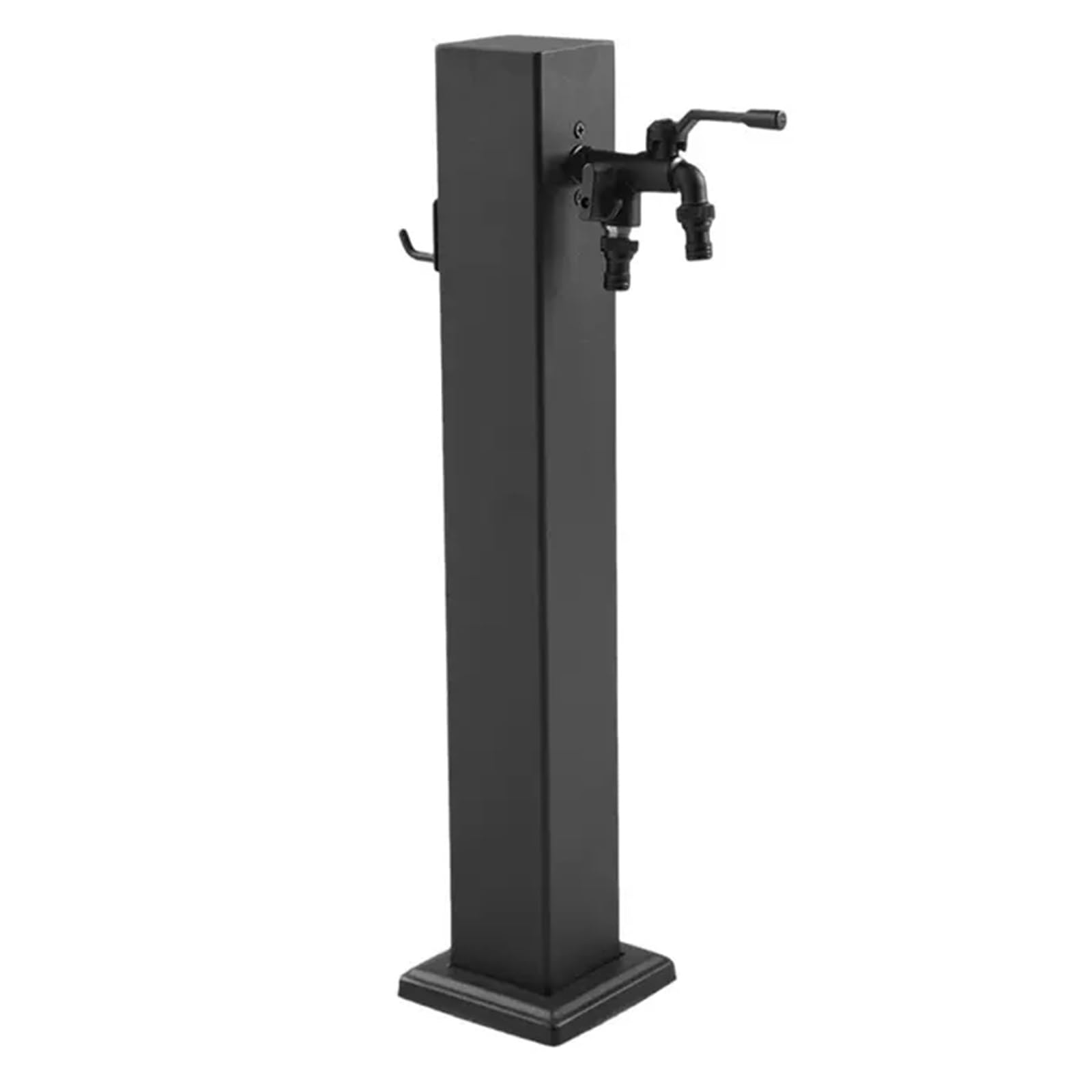 Schwarzer Freistehender Wasserhahn Garten, Garten Wasserhahn mit Schlauchhalter, Wasserhahn Aussen mit Doppelauslauf, für Dekoration, Brunnen, Bewässerung(60cmx8cm/23.6inx3.2in)