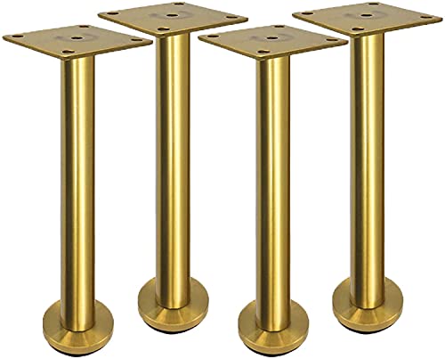 4PCS Möbelfüße Verstellbare Möbelfüsse Edelstahl Möbelbeine Metallfuß Geeignet Für Bett Sofa Tisch Füße Couchtisch Nachttisch Teetisch Beine Ersatzkabinettfüße Schrankbeine,Gold (Size : 28cm) Cover