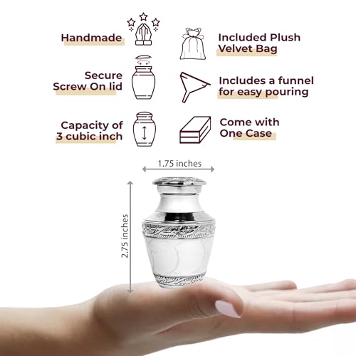 Image of Trupoint Memorials Cremation Urns for Human Ashes, Silver Lining Decorative Burial Urns for Male and Female, Funeral Memorial Urn for Women and Men - Pearl with Silver Lining, 1 Keepsake