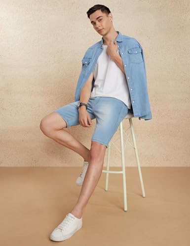 Image of Amazon Brand - Symbol Men's Cotton Rich Stretchable. Regular Fit Denim Shorts
