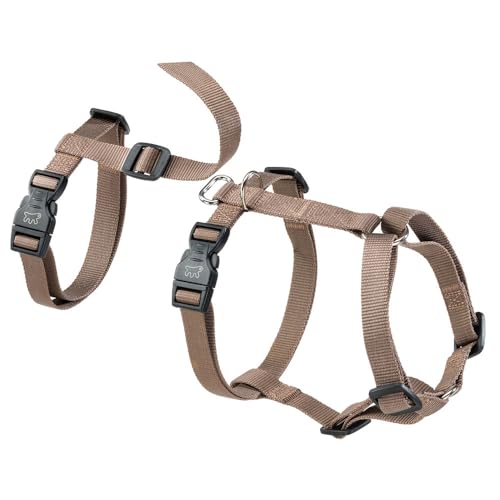 Ferplast Hundegeschirr Mittelgroße Hunde Brave MEDIUM, Ausbruchsicheres Hundegeschirr, Greyhound, Verstellbares Geschirr für Hunde, 6 Verschlüsse, Braun
