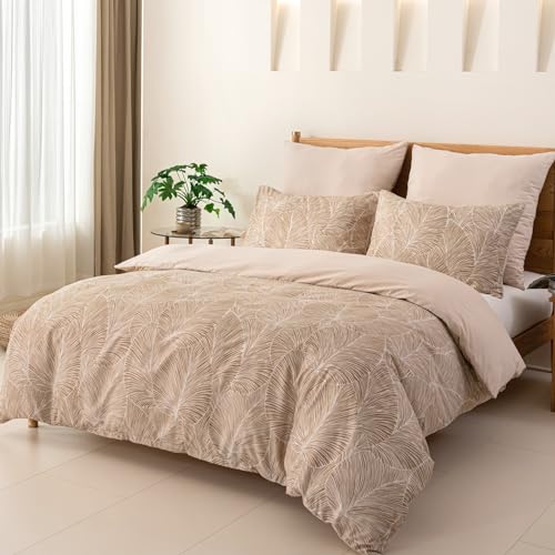 Tokokimo Funda Nórdica Cama 135/150, Funda Nórdica 230x220, Ramas y Hojas Patrón Microfibra Funda Edredon 3 Piezas Compuesto por 1 Funda Nórdica 230x220 + 2 Fundas de Almohada 50x75, Caqui