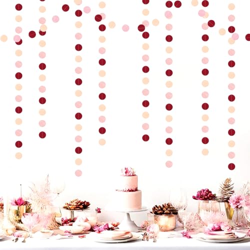 Image of Burgundy Pink Peach Party-Decorations Paper-Garland - 52ft Rose Gold Glitter Streamers Banner,Birthday Princess Baby Bridal Shower Wedding Hanging Supplies Decor Hugfond