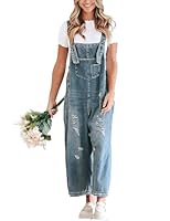 Vanchenl Damen Vintage Casual Denim Jean Overalls Lose Distressed Bib Latzhose Verstellbare Baggy Harem Romper Jumpsuit Hosen Dunkelblau XL