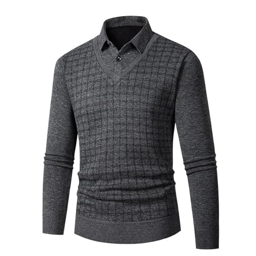 Knitted sweater pull chaud homme fini le froid avec effet chemise chic