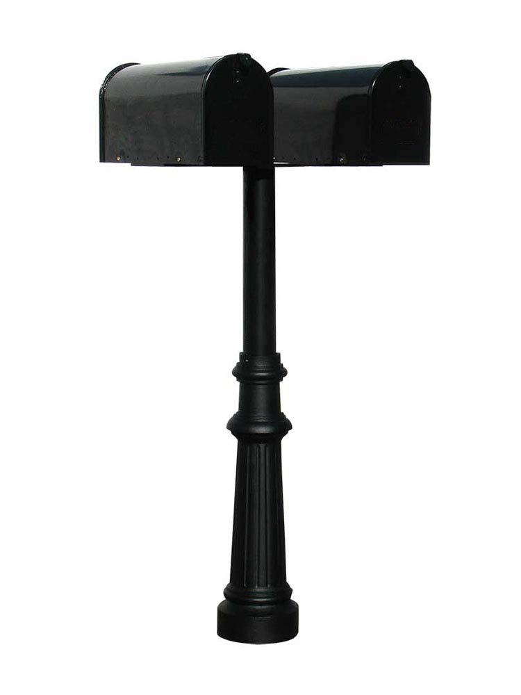 Qualarc HPNS2-US-800-E1 Hanford Twin (no Scrolls) Post Mounted Mailbox System, Black