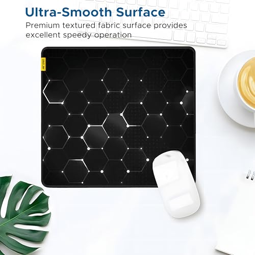 Image of Ant Esports Hexa Mouse Pad 260X210X3mm Anti-fray Stitching, Waterproof Surface & Non-Slip Rubber Base Stitched Edges Gaming Mouse Mat for Laptop, Compatible with Laser and Optical Mice - Black Hexagon