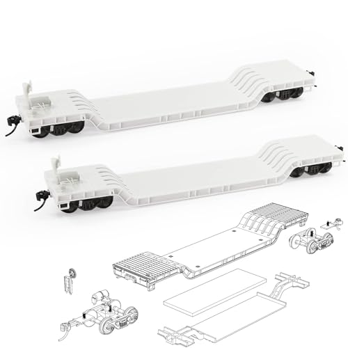 2 Units HO Scale 1:87 Depressed Center Flat Car Unpainted Unassembled for Model Railway C8770JJ