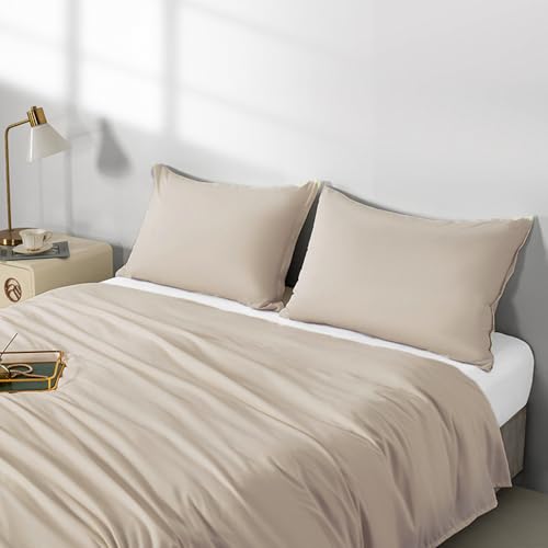 Image of 2 Pack Microfiber Standard Size Zipper Taupe Pillowcases,Khaki Pillow Case Set of 2,Soft Comfortable Not Shrink Pillow Cases Standard,Breathable Luxury Pillow Covers(20x26 Inches)