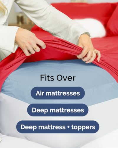 Image of CGK Linens 2 Pack Extra Deep Full Fitted Sheets - Red