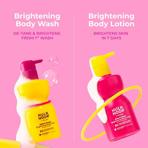 Image of Hula Hoop Brightening Body Wash & Body Lotion | Body Wash with Niacinamide & Lactic Acid | Body Lotion with Kojic Acid, Niacinamide, & SPF 30 | For Smooth & Glowing Skin | 250ml + 200ml