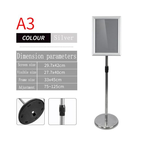 Support de panneau sur pied A3 argent pour affichage publicitaire stable - 3