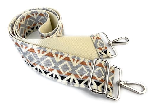 Image of Purse Strap Replacement for Crossbody Bags & Handbags | Premium Webbing with Silver Hardware Clip-On Installation Adjustable Length Comfortable Wide Guitar Style Strap