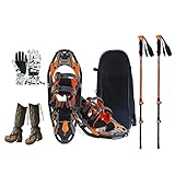 JHKGY Gelände-Schneeschuhe Aus Aluminium, All Terrain Schneeschuhe, Einstellbare Ratsche Bindungen, Mit Trekkingstöcken, Handschuhen, Gamaschen Und Tragetasche, Für Erwachsene Jugend Kinder,21