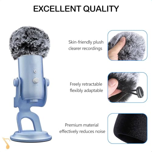 Image of 2Pcs High-Density Foam Windscreen & Furry Dead Cat Cover Compatible with Blue Yeti Microphone, for Yeti Mic, for Blue Yeti Pro USB Microphone