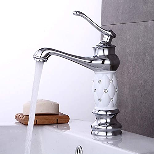 Robinet d'eau en cuivre blanc de style Diamond Silver pour évier chic