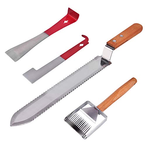 Time wave 19 Pcs Beekeeping Supplies Tools Kit for Beekeeper Necessary Bee Hive Supplies, Professional Beekeeping Starter Tool Kit with Large Jacket, Beehive Kit, Bee Smoker Kit, Hive Tools - Image 6