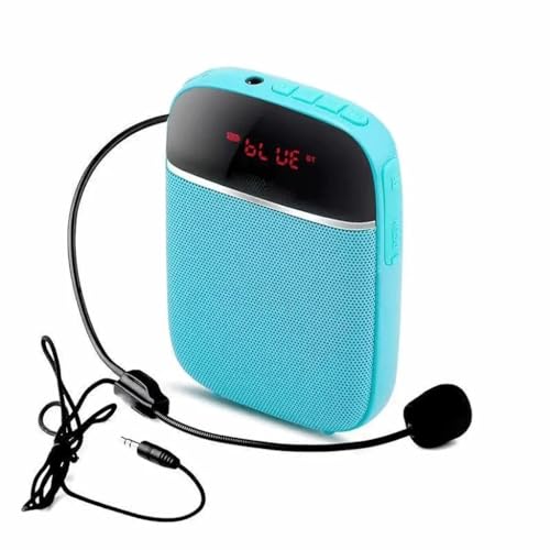 Micrófono con Cable/miniauriculares, guía, enseñanza, conferencias, Amplificador portátil dedicado (Azul, como se Muestra)