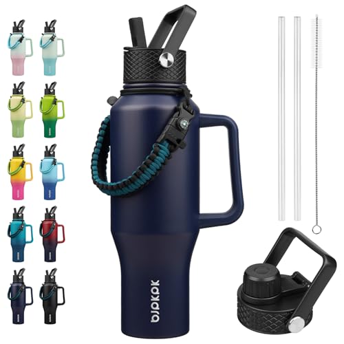 Image of BJPKPK 35oz Insulated Water Bottle with Handle & Straw Lid, Stainless Steel