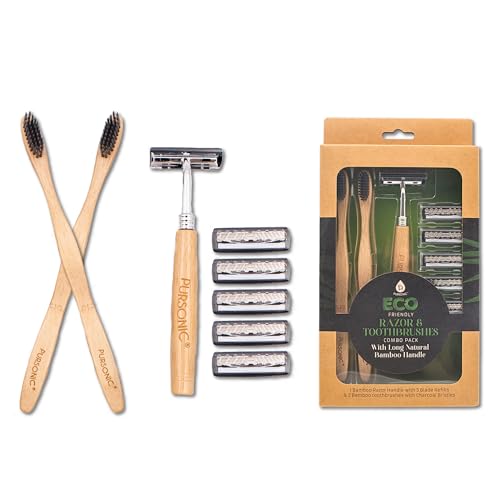 Pursonic Biodegradable Bamboo toothbrushes | Pack of 2 Wooden toothbrushes