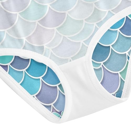 Watercolor Mermaid Scales Blue Toddler Girls Underwear, Girls Briefs, 2T–8 Years4