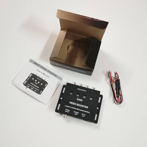 GAOHOU 1 to 4 Port RCA Video Amplifier Splitter Box Booster for Car SUV RV DVD/TV Signal