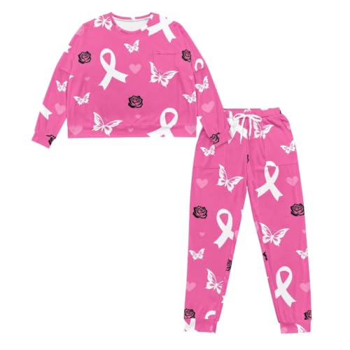 Image of Women's Pajamas Set Soft 2 Piece Loungewear Long Sleeve Pj Set Matching Sleepwear with Pockets for Women Plus Size